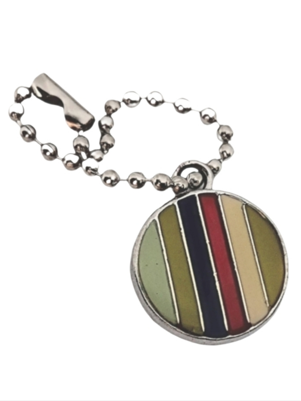 💈 Coach Legacy Striped Enamel Round Hangtag Bag Fob Purse Charm Keychain Rare